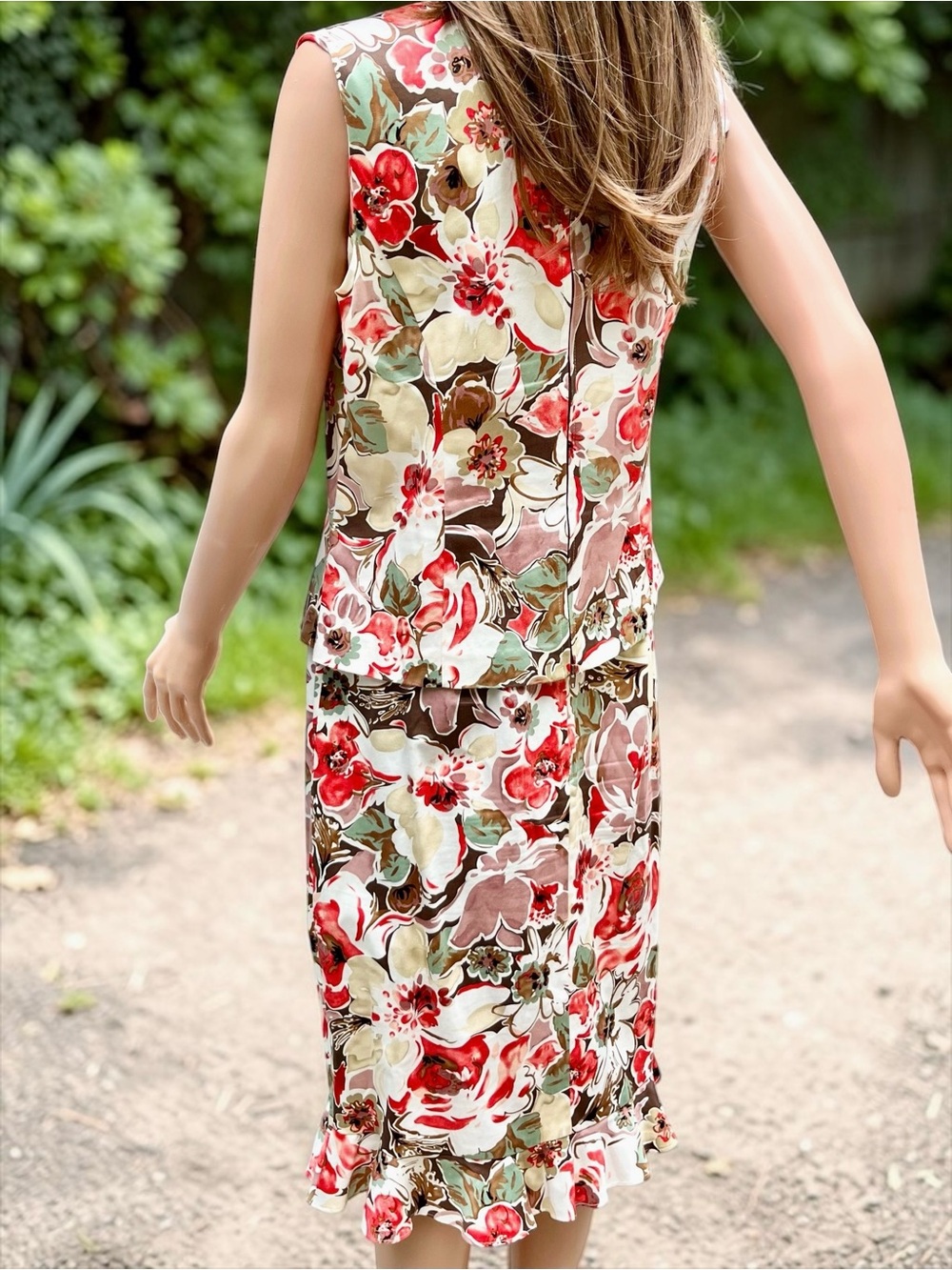 Vintage Y2K Miss Dorby Floral Skirt Set Peplum Top Cottagecore Size 8 - Picture 5 of 10